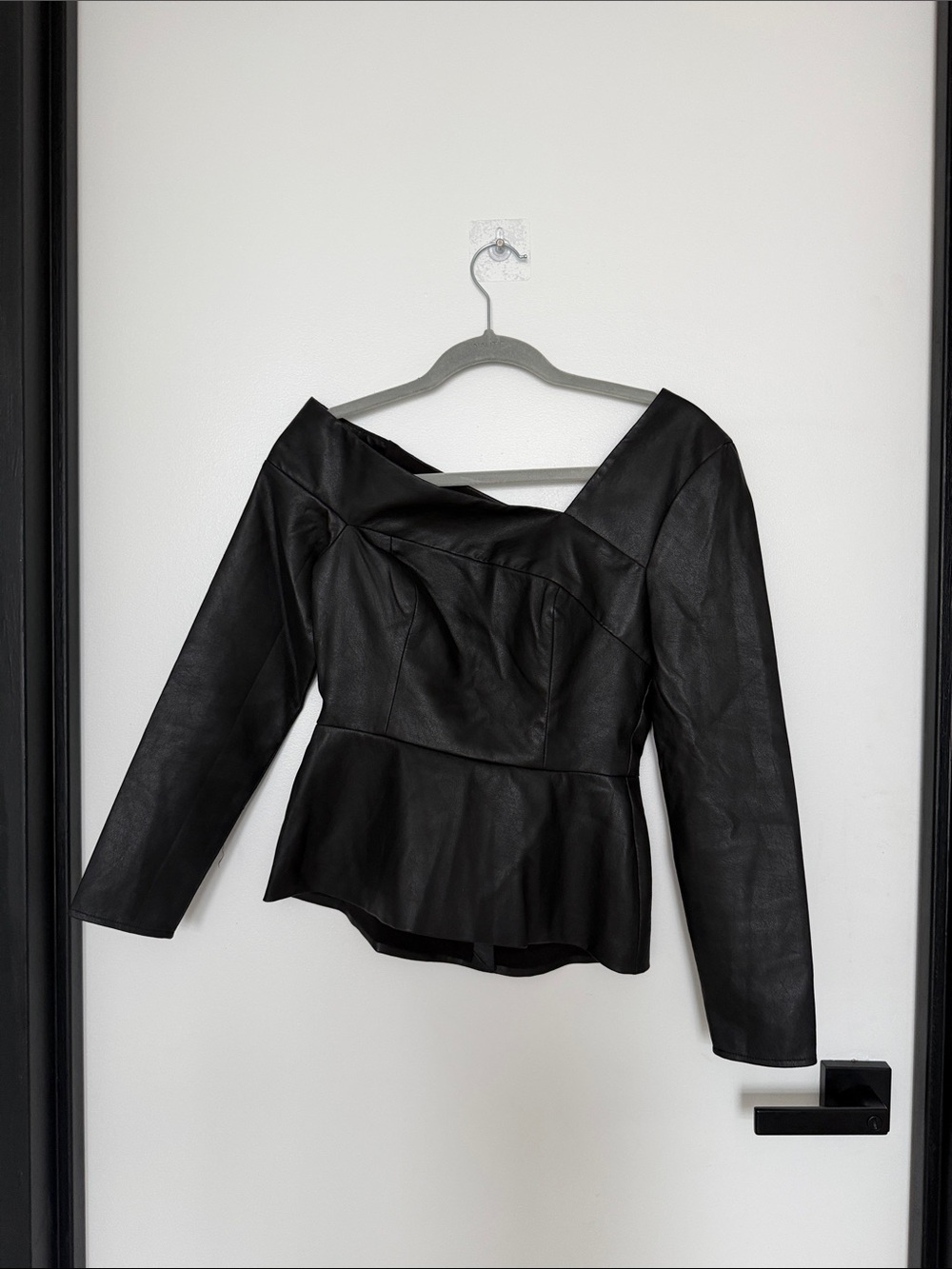 BCBGMaxAzria Black Faux Leather Top